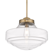 Golden 0508-L MBS-CLR - Golden Lighting Ingalls 1-light 16in Pendant in Modern Brass and Clear Glass